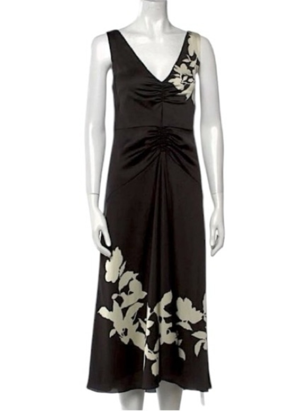 Vince Black Floral Slip Dress Sz 4 - Picture 2 of 10